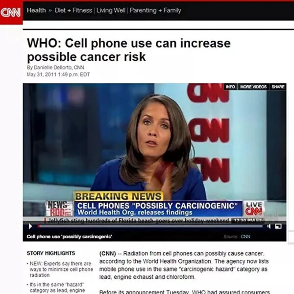 WHO news item about cancer risks from cellphones