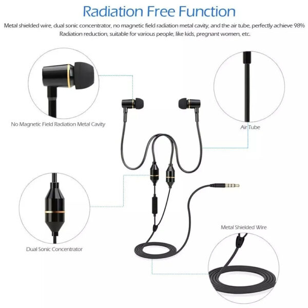 Air tube EMF free headset features