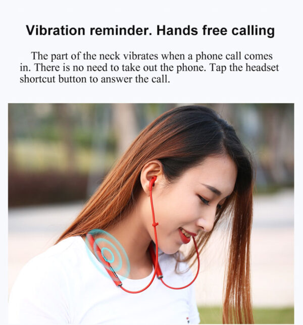 EMF BLE air tube headphones on lady